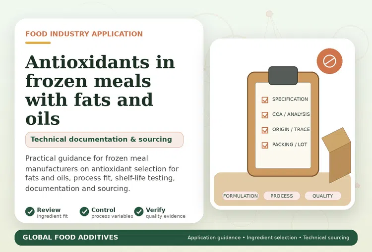 Antioxidant selection for fats and oils used in frozen meals